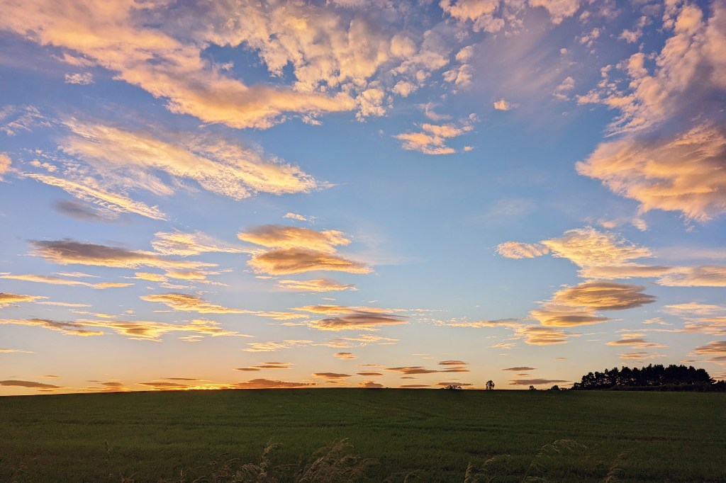 Sunset over farmers fields